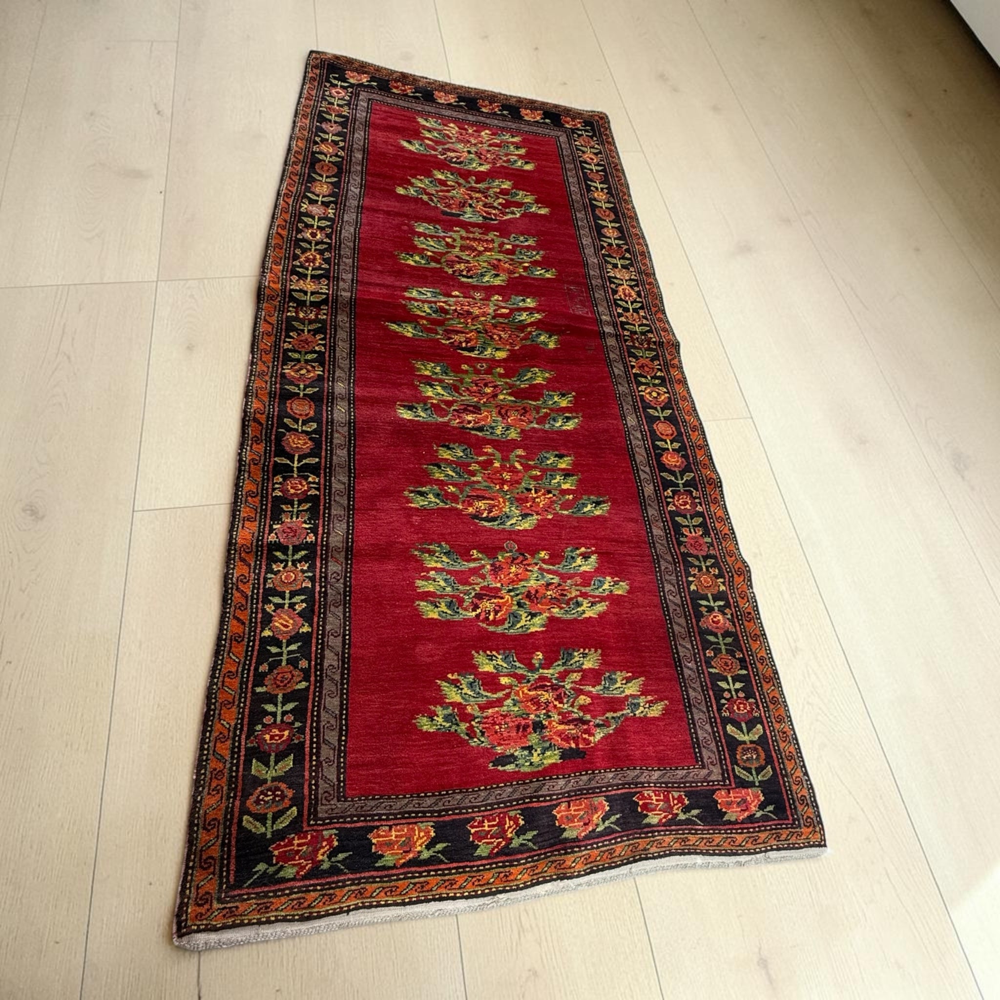 Vintage Hand-Knotted Kurdish Persian Runner Rug 3M10 x 1M44 Tribal Wool Hallway Carpet