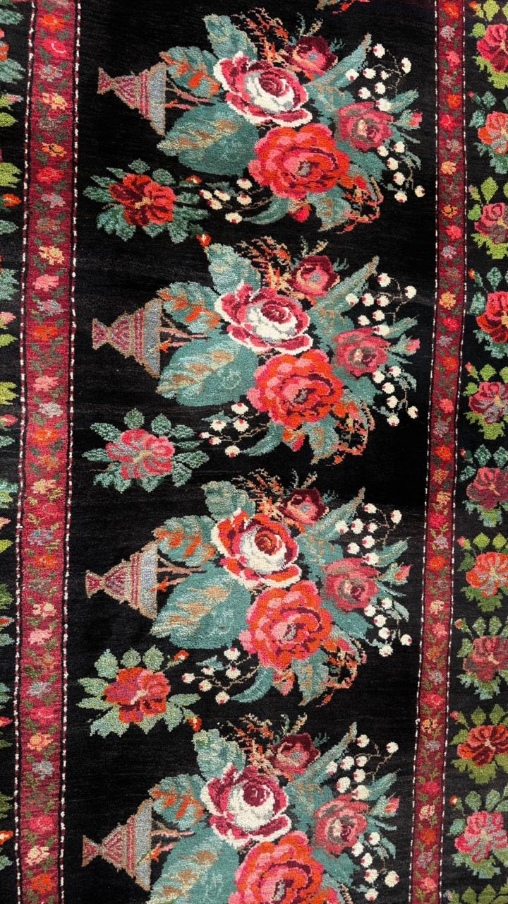 Handwoven Bessarabian Floral Wool Rug – Flower Basket Design | 289 × 153 cm