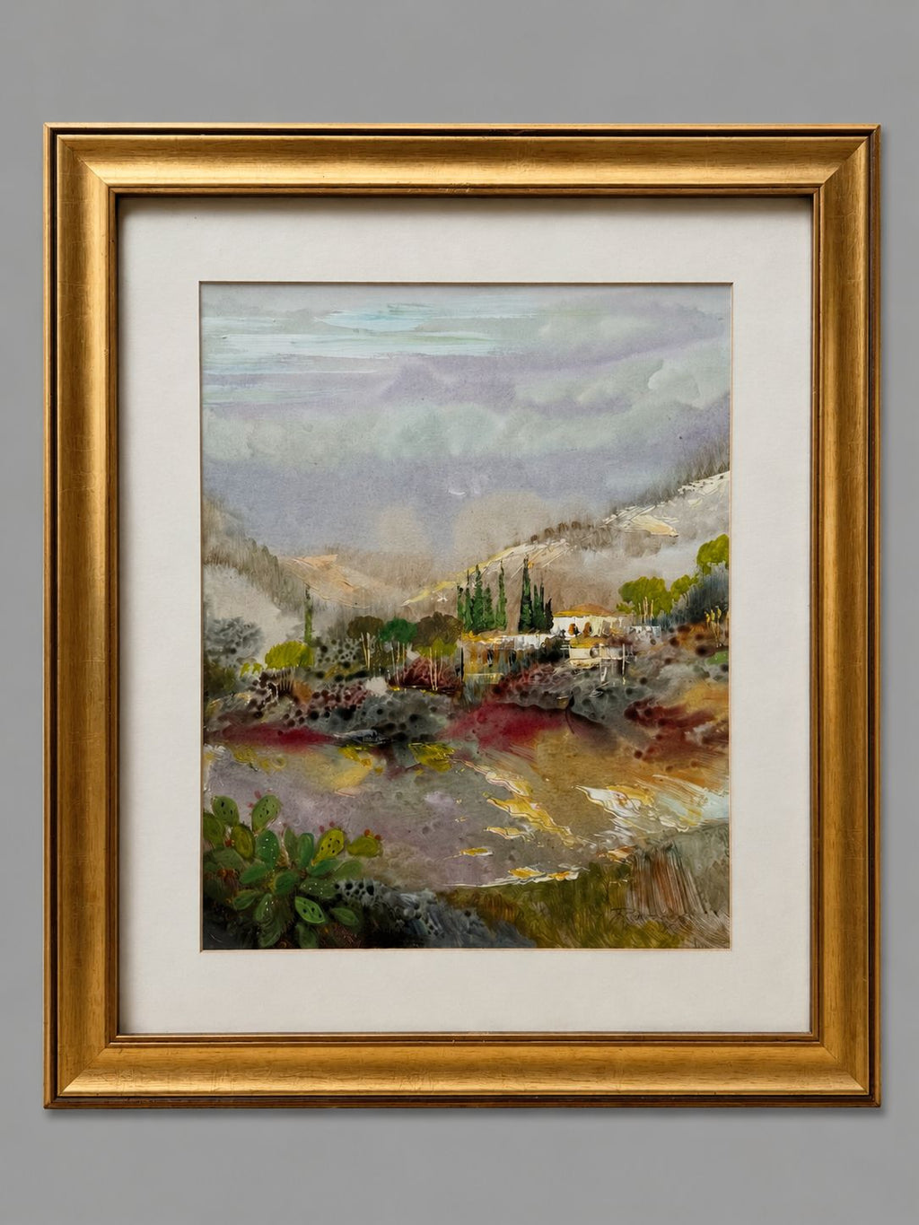 Crimson Garden Painting 80x70cm with Golden Frame