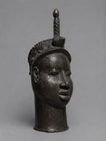 Large African Yoruba Style Bronze Head Vessel with Dark Patina - 60cm