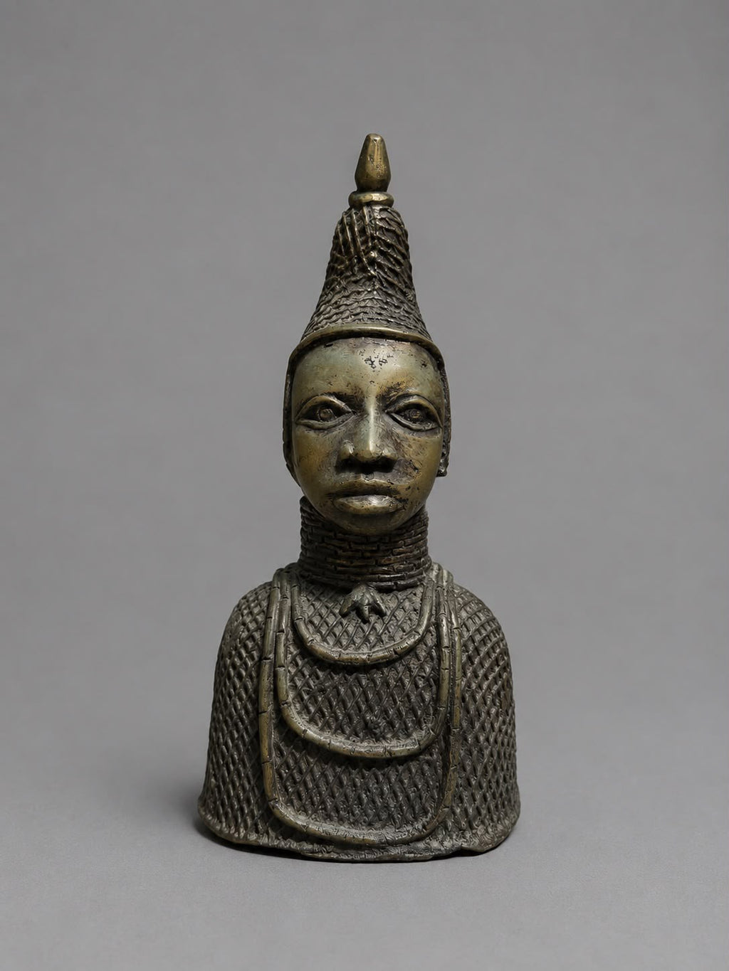 Pair of African Bronze Tribal Bust Sculptures