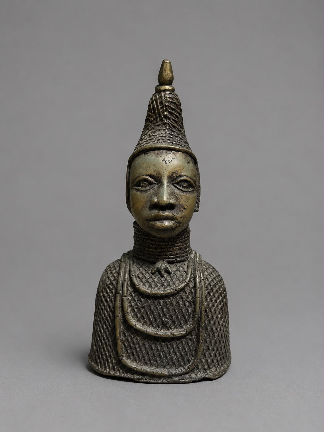 Pair of African Bronze Tribal Bust Sculptures