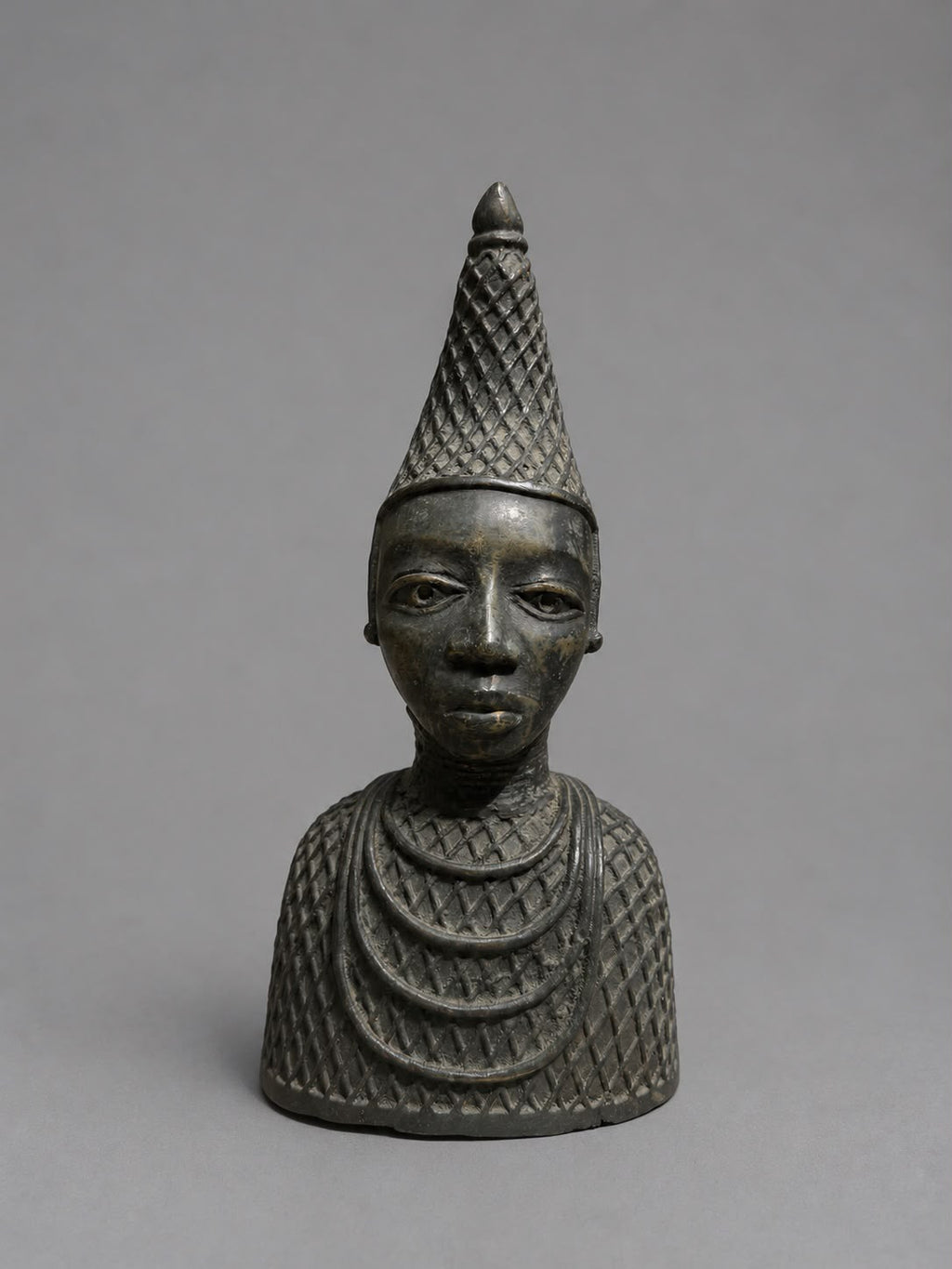 Pair of African Bronze Tribal Bust Sculptures