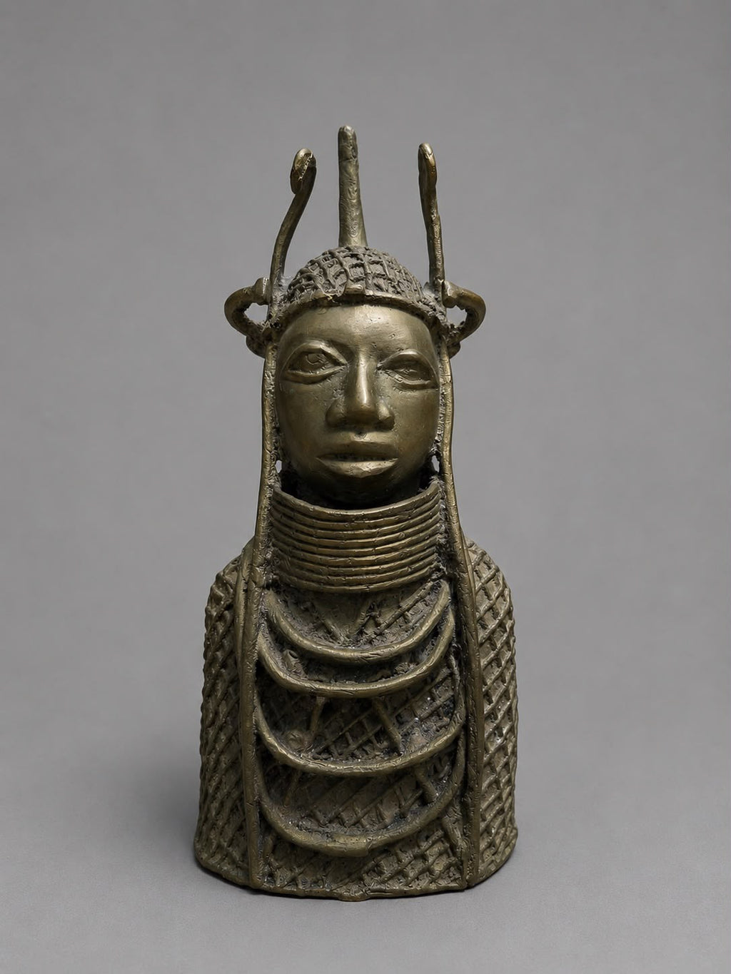 Pair of Vintage African Bronze Style Tribal Bust Sculptures