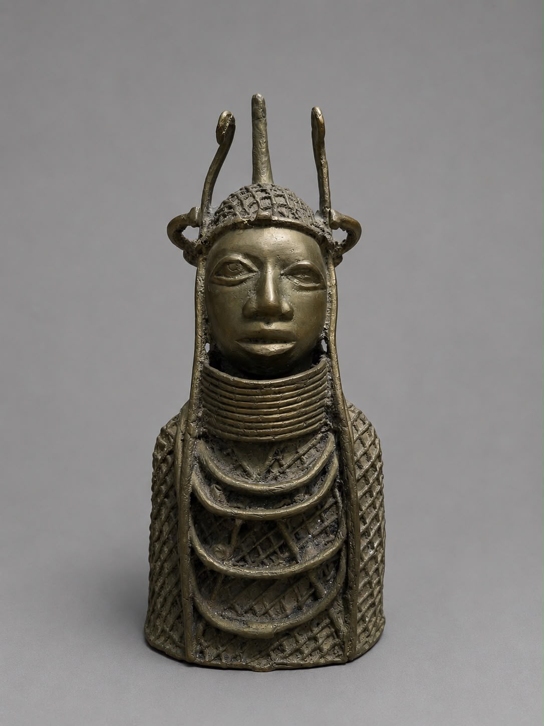 Pair of Vintage African Bronze Style Tribal Bust Sculptures