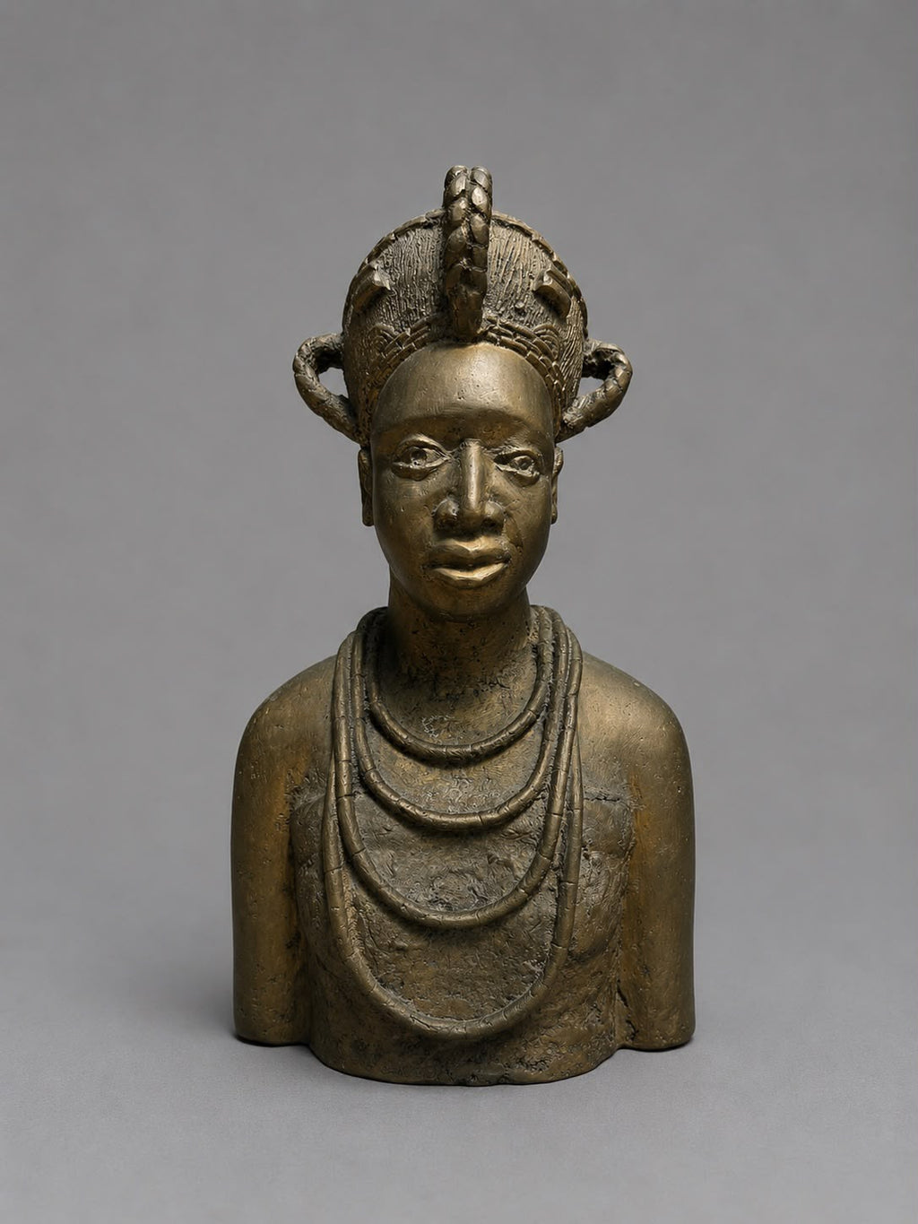 Pair of Vintage African Bronze Style Tribal Bust Sculptures