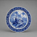 Vintage Royal Sphinx Maastricht Delft Blue Wall Plate | Dutch Harbor Scene, Made in Holland - 28cm