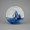 Vintage Hand-Painted Delft Blue Sailing Boat Wall Plate | Dutch Ceramic Art, Holland -26cm