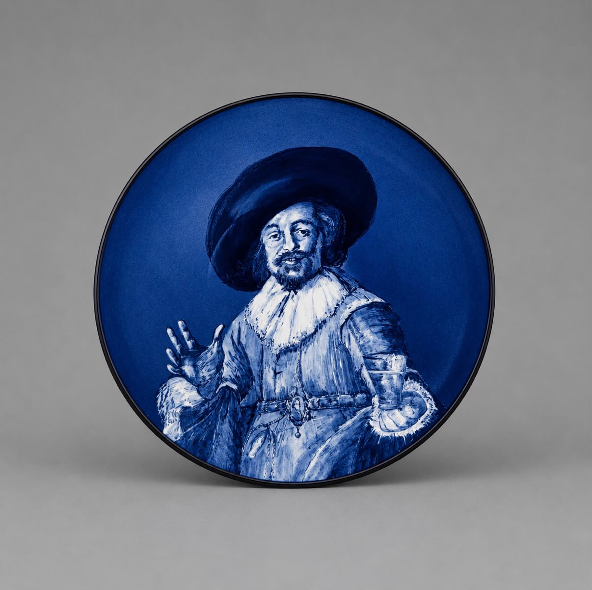 Vintage Hand-Painted Delft Blue Portrait Plate Set - Rembrandt & Frans Hals - Dutch Wall Decor | Set of 2 - 17cm