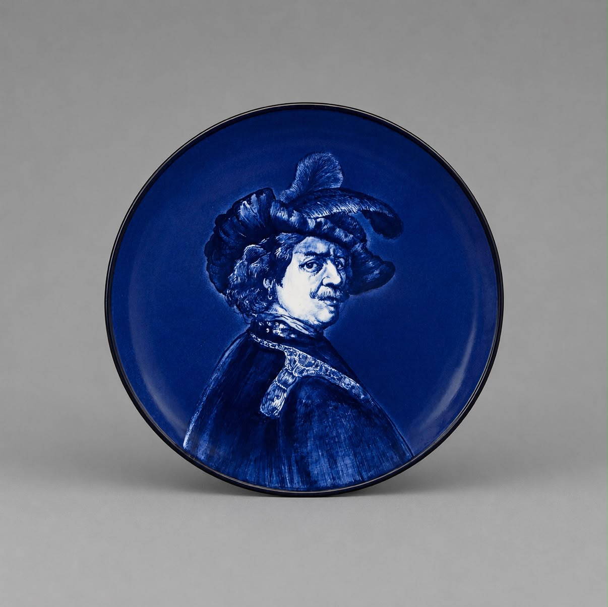 Vintage Hand-Painted Delft Blue Portrait Plate Set - Rembrandt & Frans Hals - Dutch Wall Decor | Set of 2 - 17cm