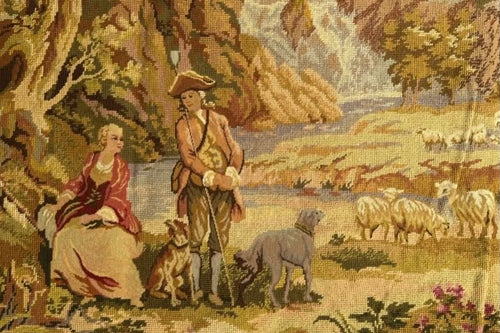 European Pastoral Landscape Tapestry Wall Hanging | Aubusson Style Replica - 148x117cm