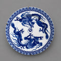 Vintage Blue & White Dragon Porcelain Wall Plate - 18 cm