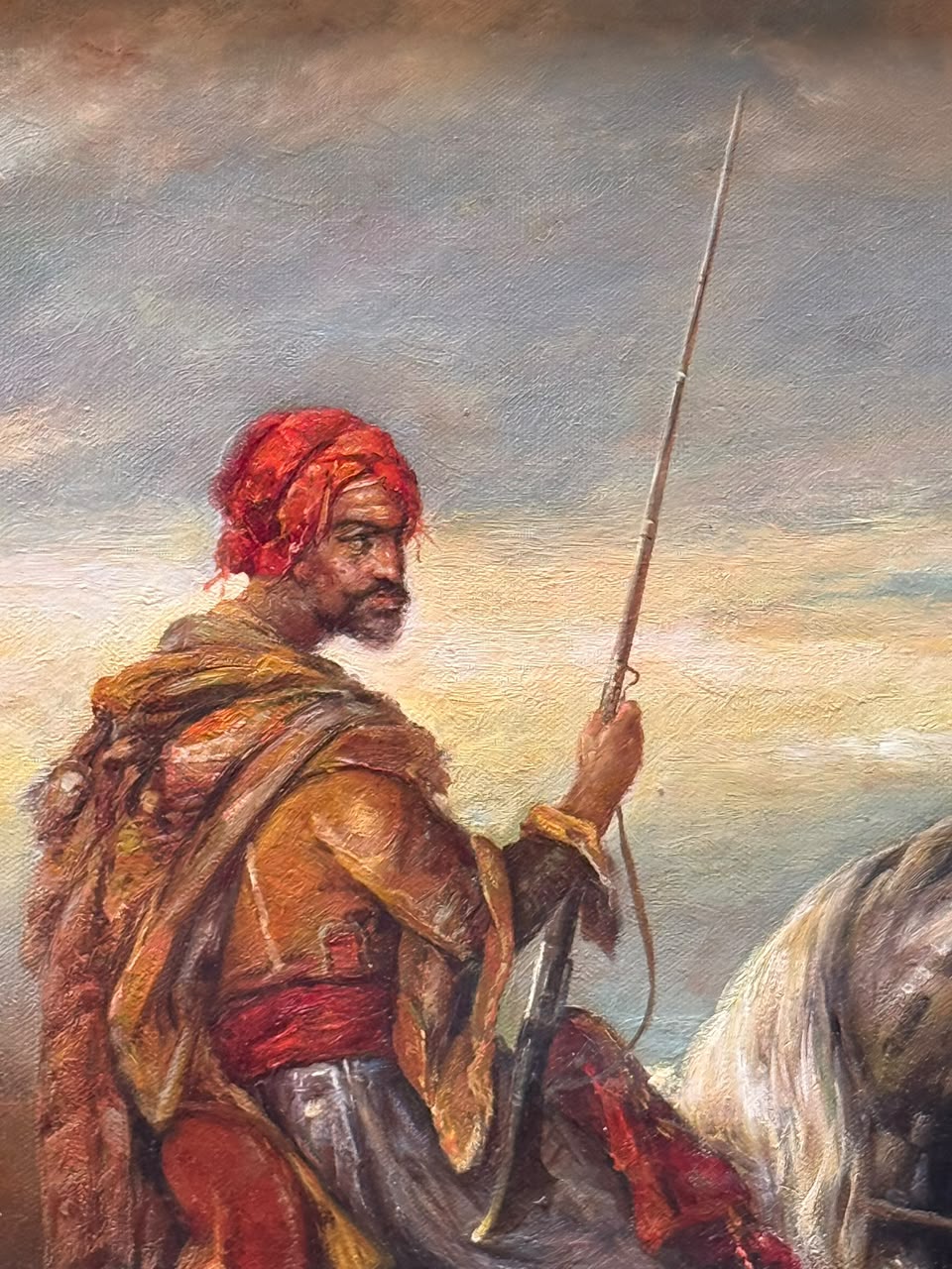Signed Oil Painting by Ali Rahman | Oil on Canvas | Arab Horsemen Scene | Attributed to the Style of Adolf Schreyer