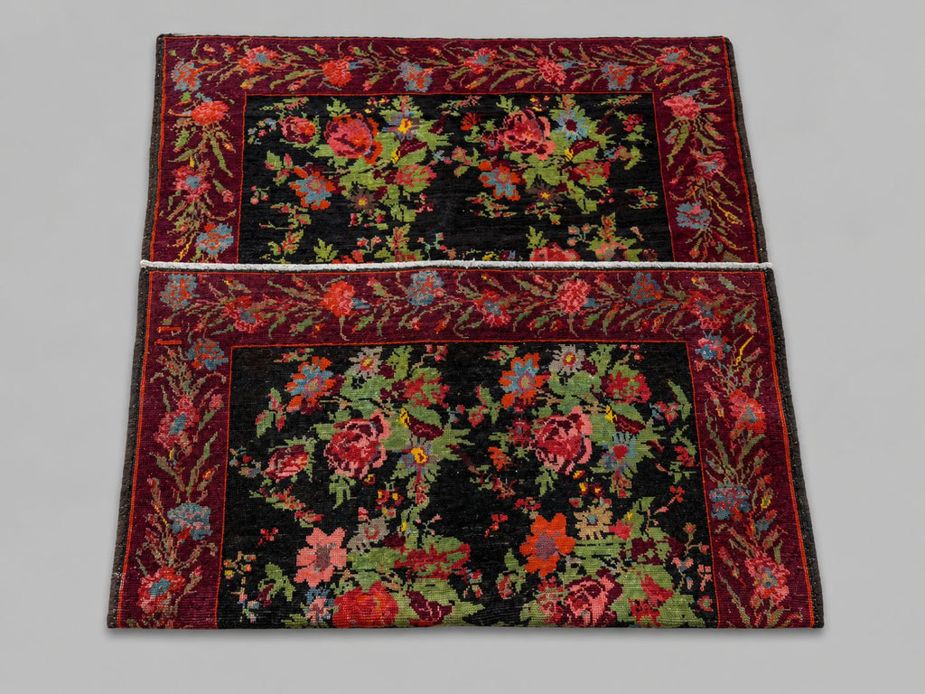 Bessarabian Floral Wool Rug – Black Ground, 208 × 136 cm