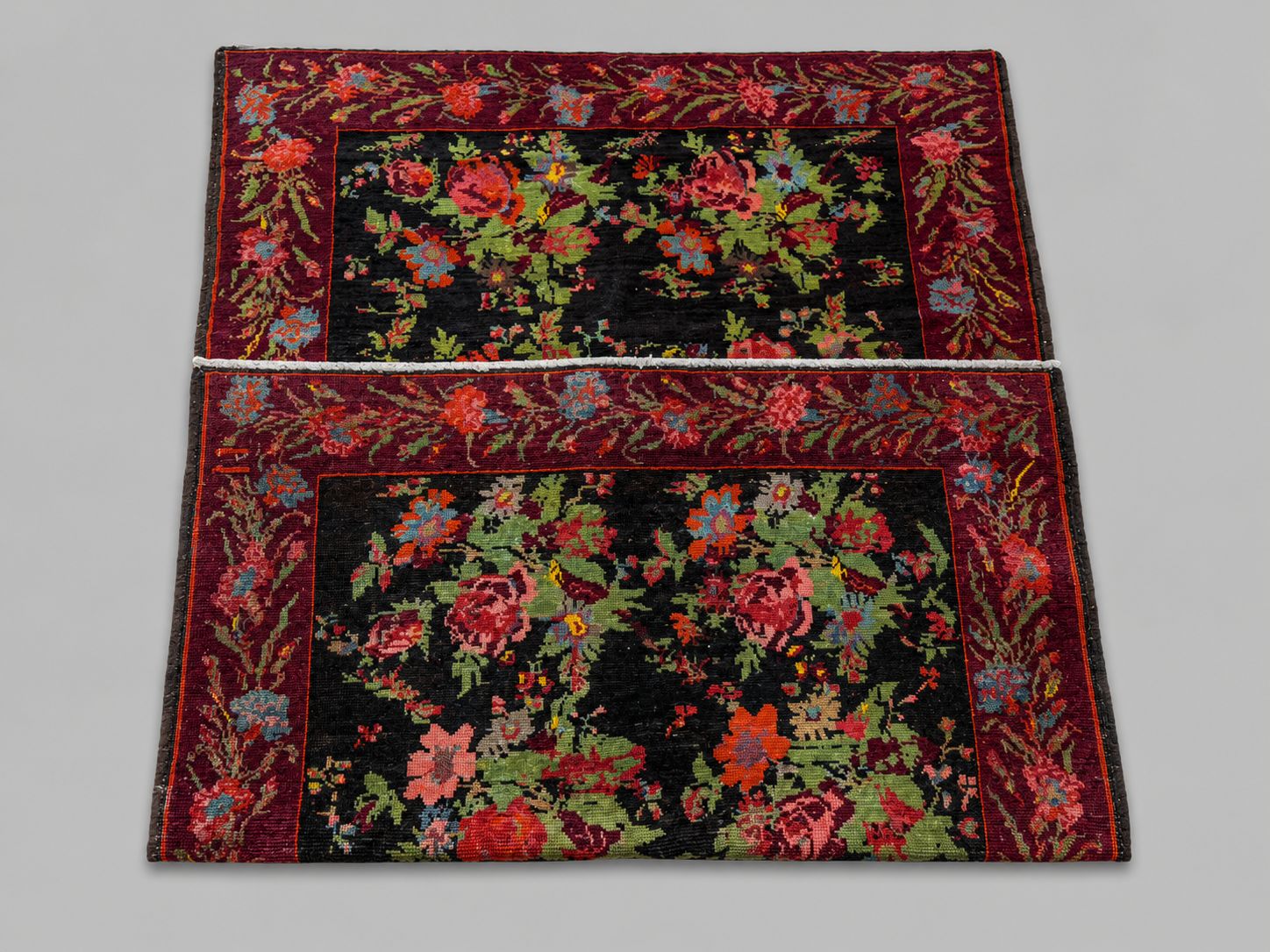 Bessarabian Floral Wool Rug – Black Ground, 208 × 136 cm