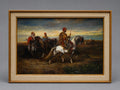 Signed Oil Painting by Ali Rahman | Oil on Canvas | Arab Horsemen Scene | Attributed to the Style of Adolf Schreyer