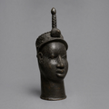 Large African Yoruba Style Bronze Head Vessel with Dark Patina - 60cm
