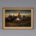 Signed Oil Painting by Ali Rahman | Oil on Canvas | Arab Horsemen Scene | Attributed to the Style of Adolf Schreyer