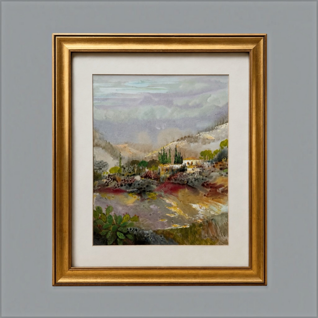 Crimson Garden Painting 80x70cm with Golden Frame