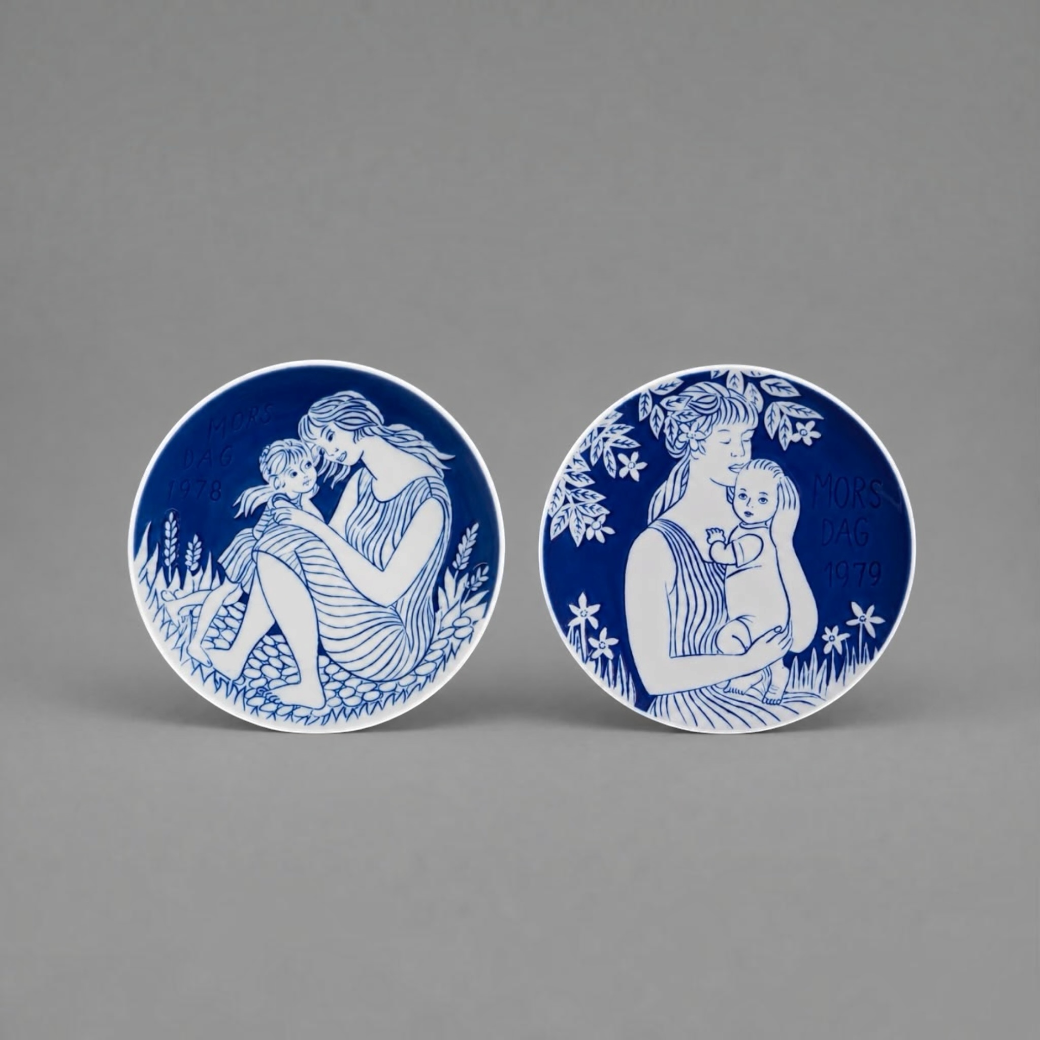 Royal Copenhagen Mother's Day Collector Plates (1978 & 1979) | Set of 2 | Danish Porcelain - 16cm