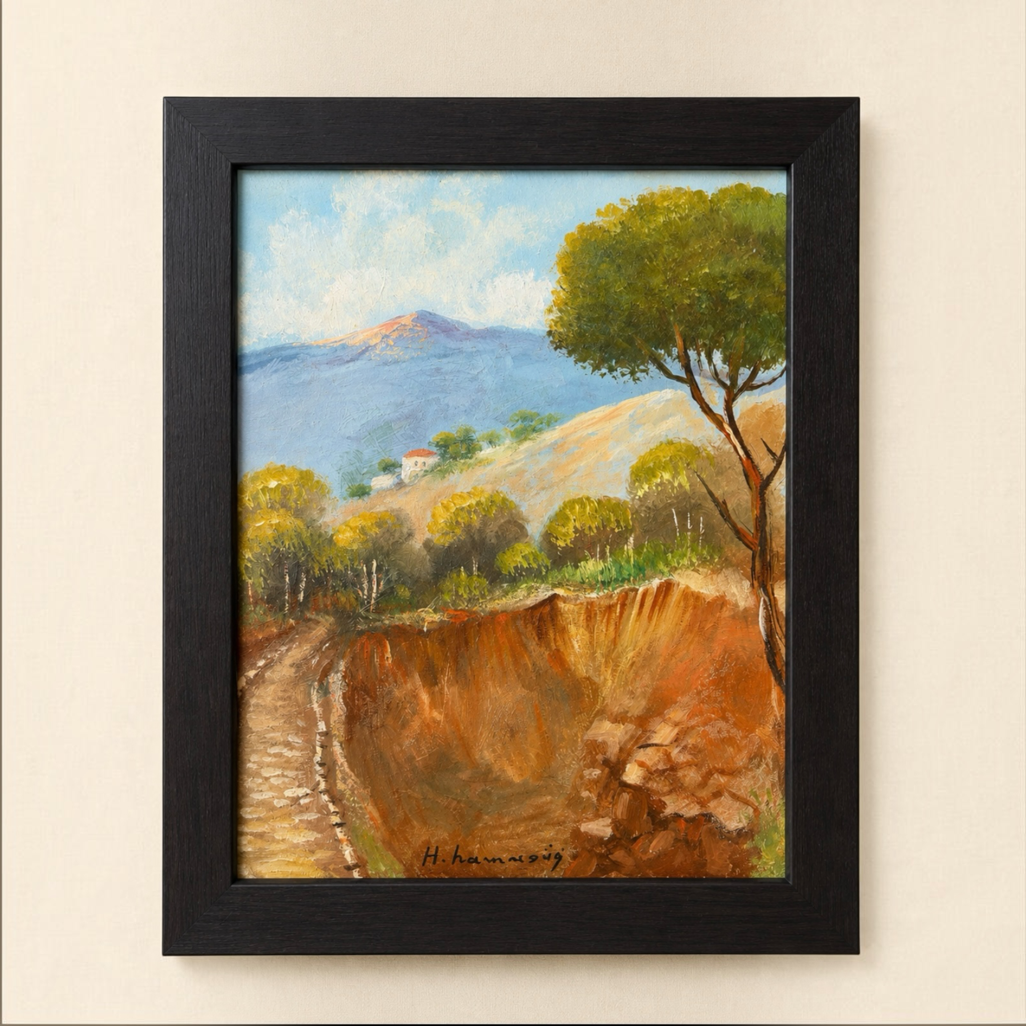 Lebanese Mountain Landscape Painting by Haidar Hamaoui  - 48cm x 40cm