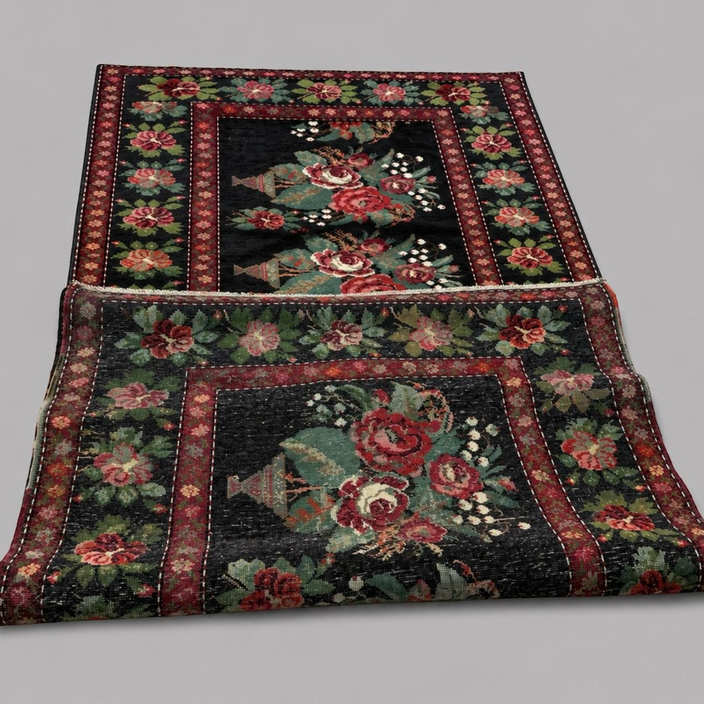 Handwoven Bessarabian Floral Wool Rug – Flower Basket Design | 289 × 153 cm