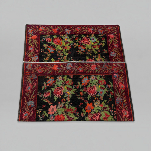 Bessarabian Floral Wool Rug – Black Ground, 208 × 136 cm