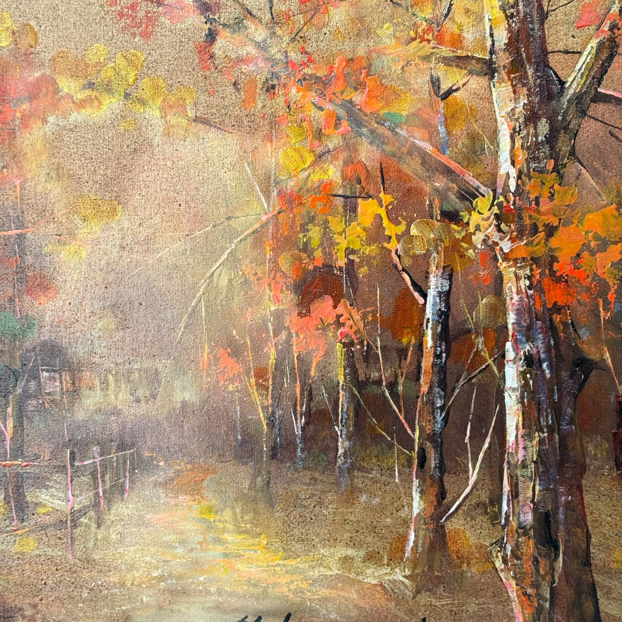 Autumn Woodland Landscape Painting by Haidar Hamaoui - 58cm x 48cm