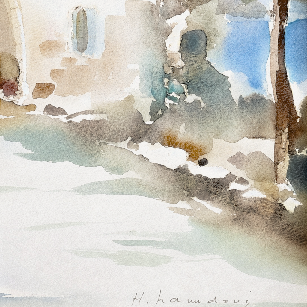 Original Watercolor Mediterranean Landscape by Haidar Hamaoui - 55cm x 66cm