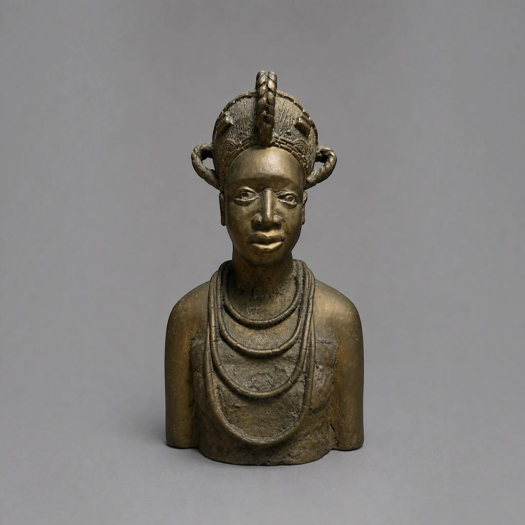 Pair of Vintage African Bronze Style Tribal Bust Sculptures