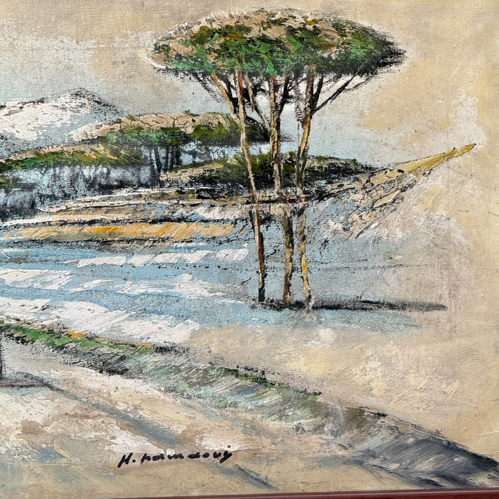 Snowy Lebanese Mountain Landscape by Haidar Hamaoui - 65cm x 36cm