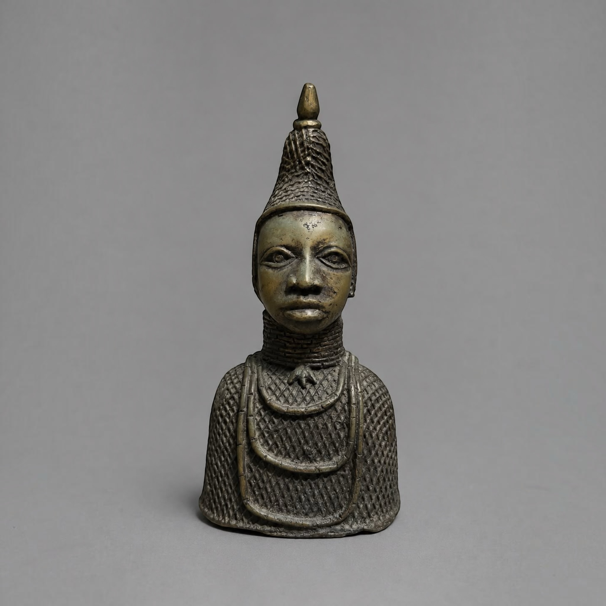 Pair of African Bronze Tribal Bust Sculptures
